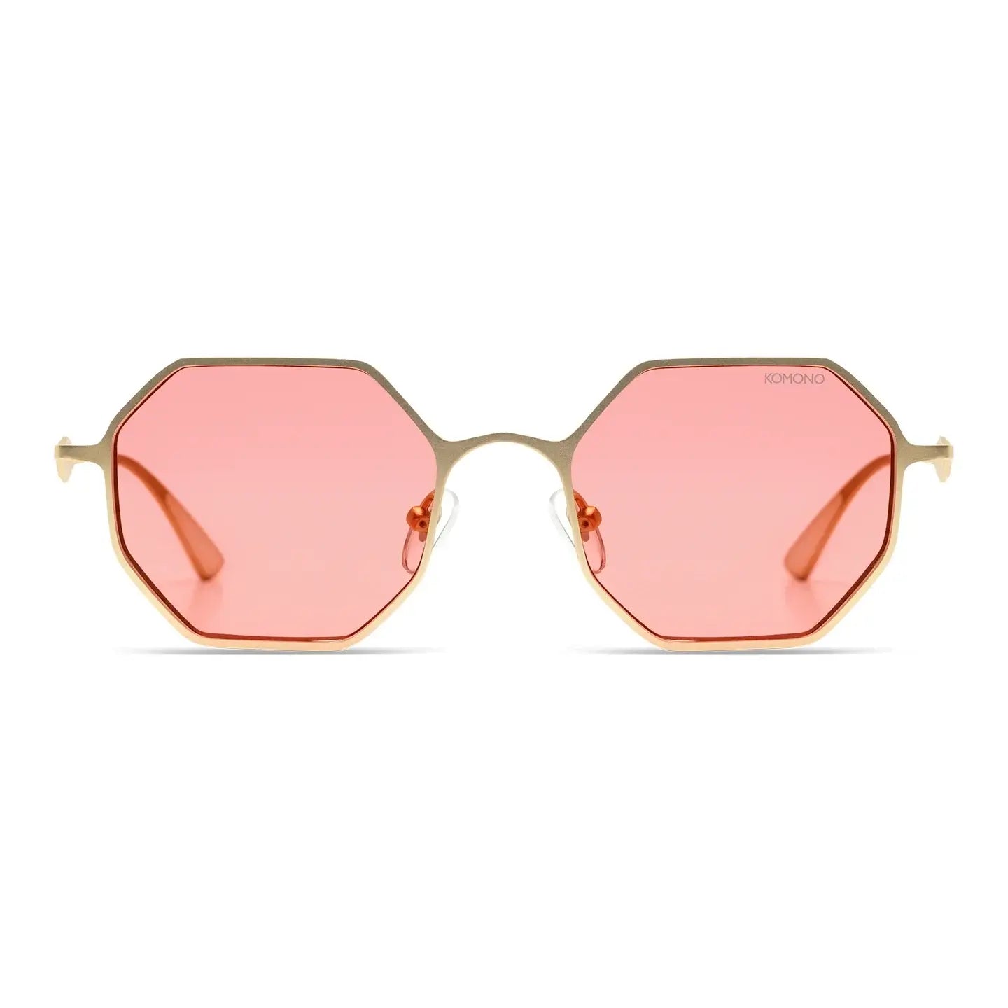 Jean Expedition Gold Sunglasses with pink lenses and gold frame, stylish unisex design, UV 400 protection.