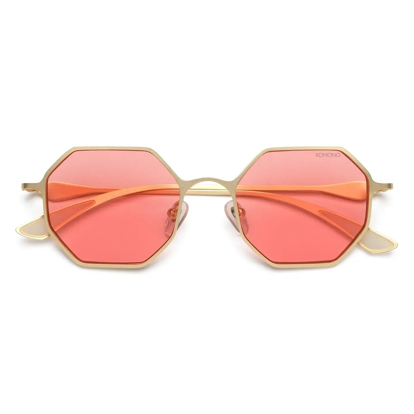 Jean Expedition Gold Sunglasses with pink lenses and gold frame, unisex model with UV 400 protection.