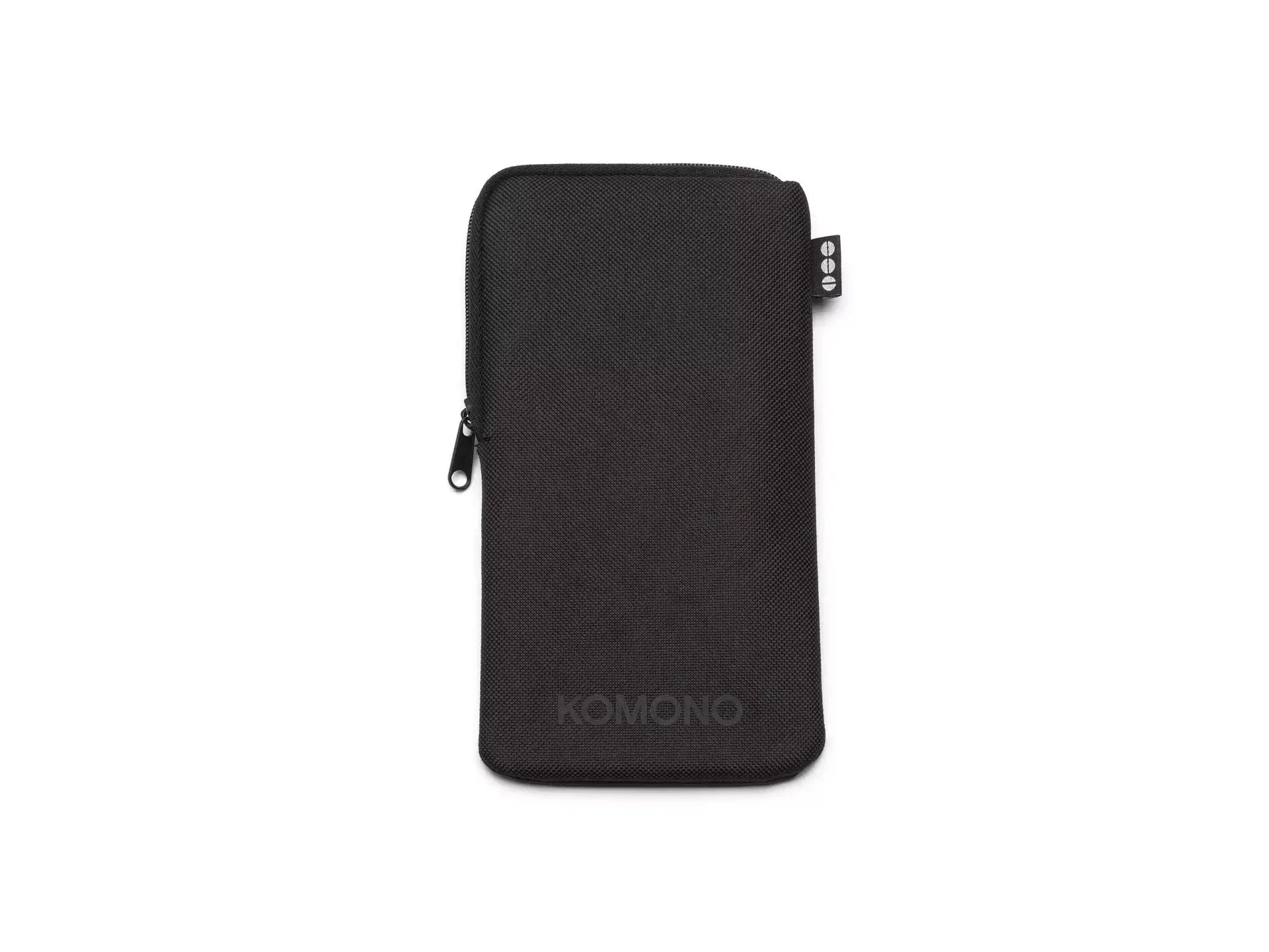 KOMONO black zippered sunglasses case for protection and storage.
