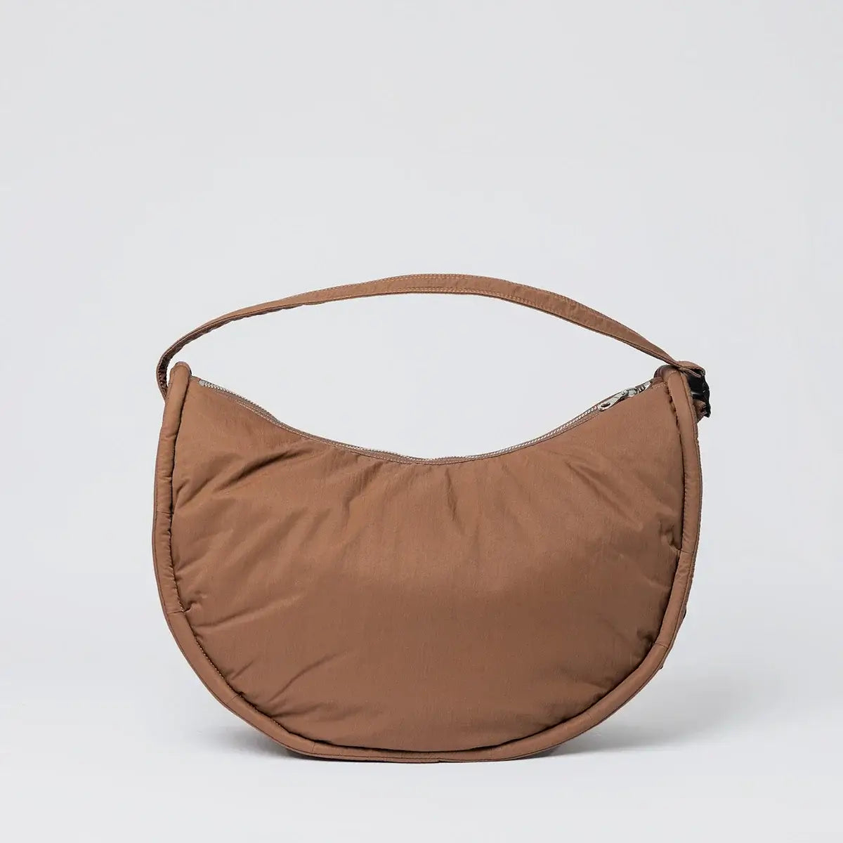 Curve Crossbody Round L Dark Taupe Shoulder Bag - lightweight, water-resistant, padded strap, fits 16 inch laptop.