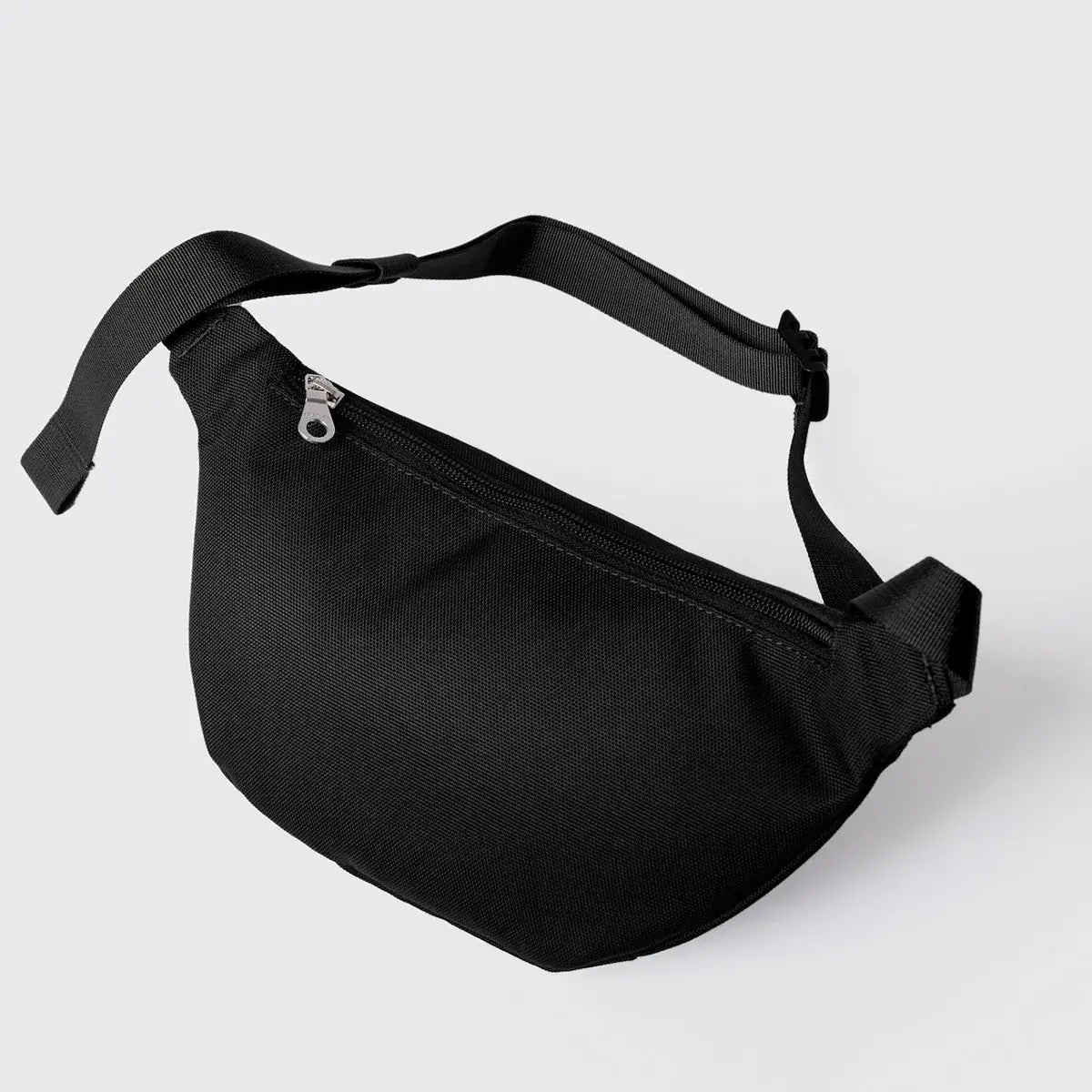 Ground Crossbody Bag Black Bum Bag with water resistant fabric and adjustable strap.