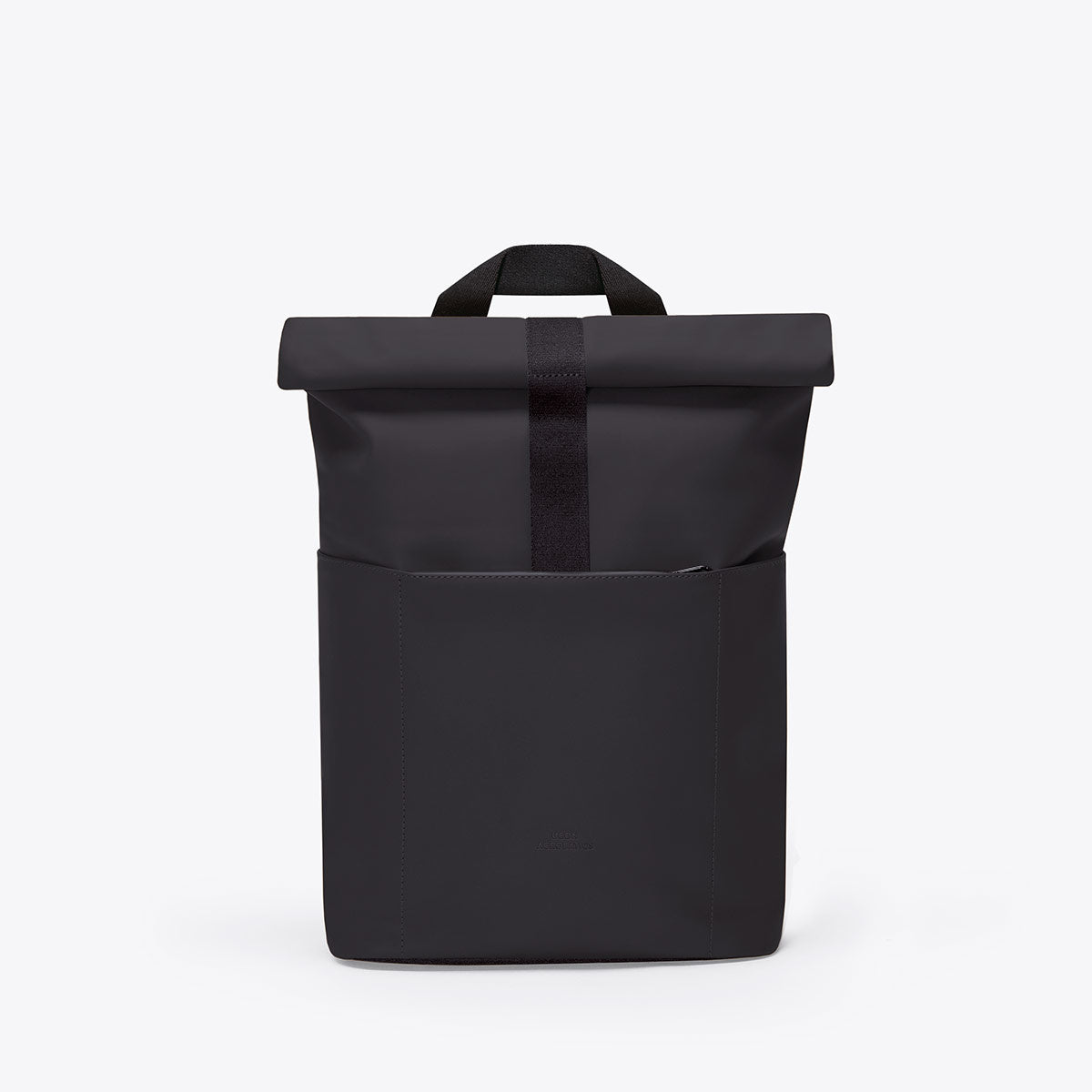 Hajo Macro Lotus Black Backpack with waterproof roll-top and extra side zipper pockets