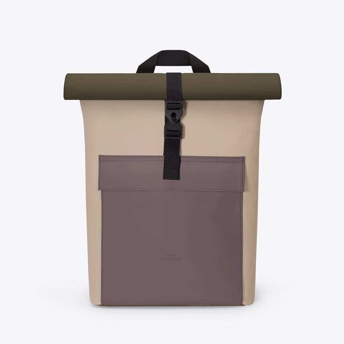 Jasper Mini Lotus Nude Grape Backpack with waterproof roll-top closure and extra side zipper.