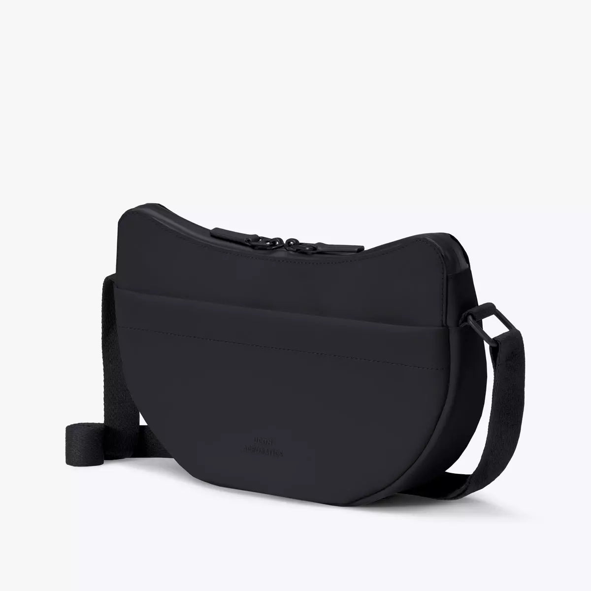 Alva Medium Lotus Infinity Black Shoulder Bag showing sleek design, adjustable strap, and durable material.