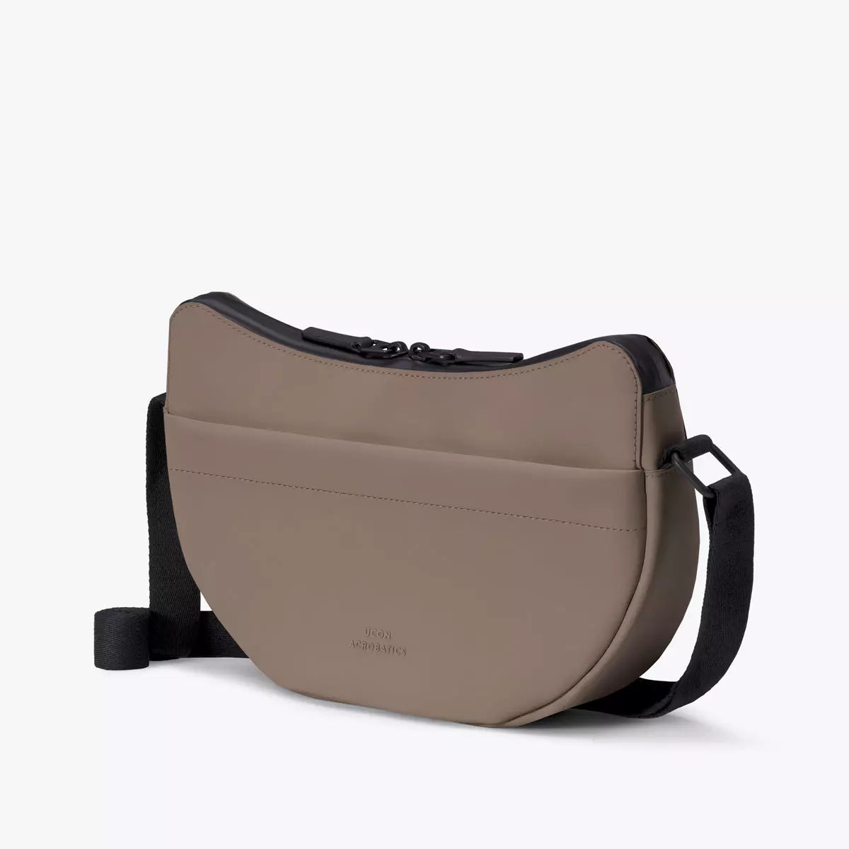 Alva Medium Lotus Infinity Dark Sand Shoulder Bag showcasing its sleek design and adjustable strap.