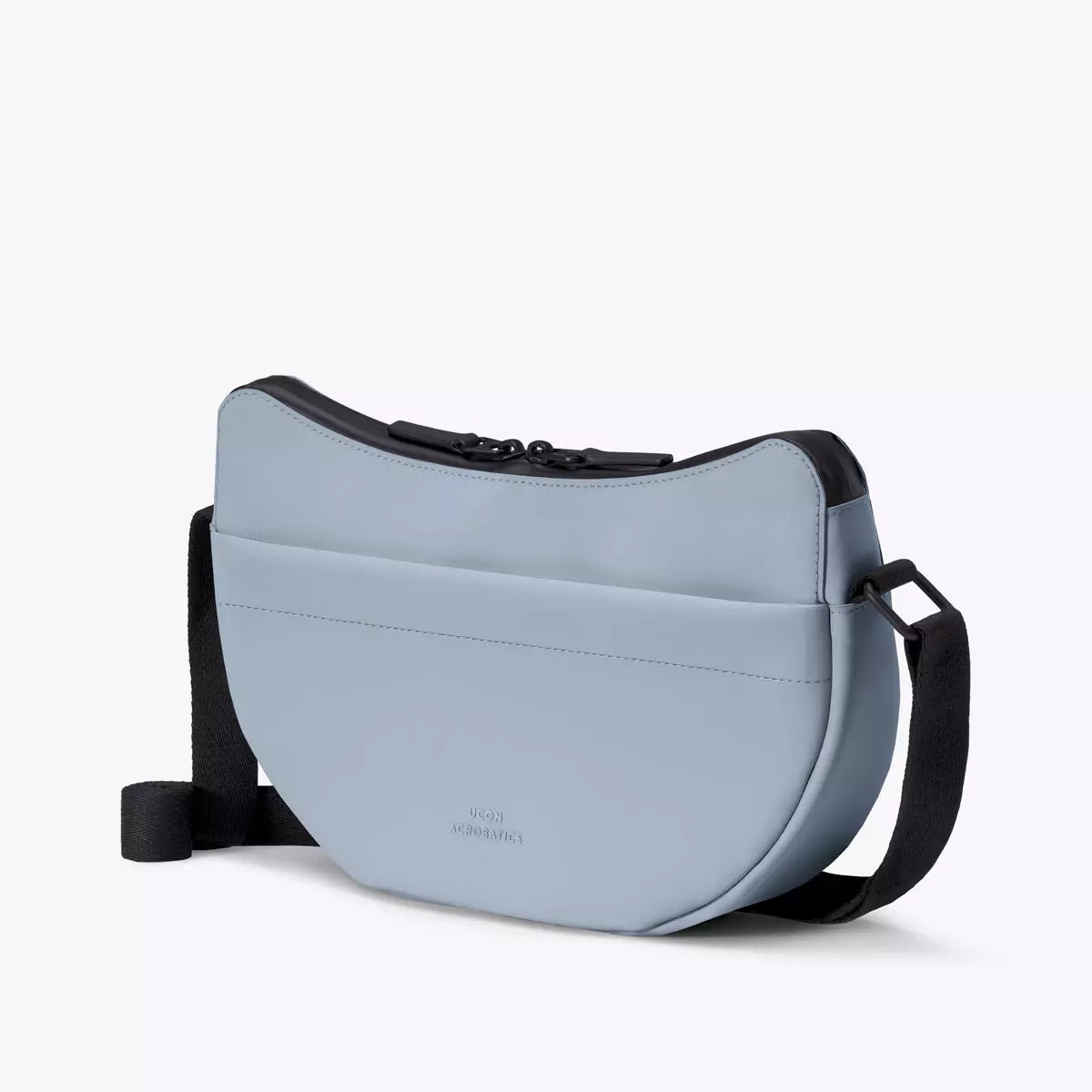 Alva Medium Lotus Infinity Fog Blue Shoulder Bag in soft blue, ultra durable and waterproof design with adjustable straps.