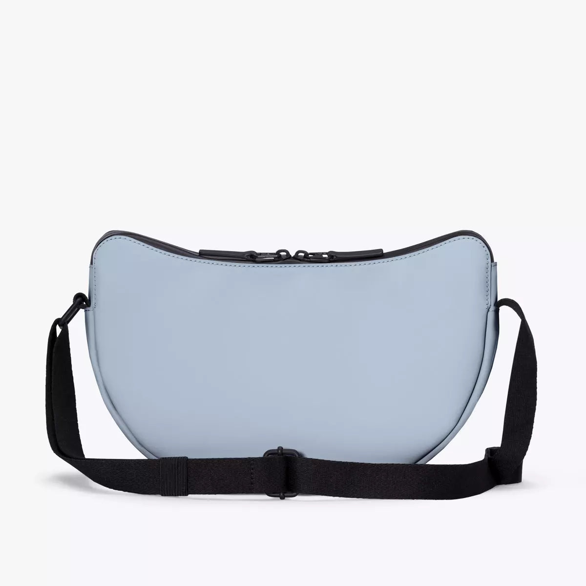 Alva Medium Lotus Infinity Fog Blue Shoulder Bag back view with adjustable strap and smooth surface.