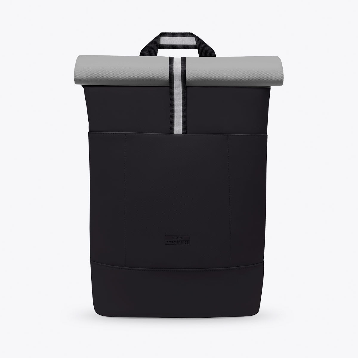 Hajo Aloe Black Backpack with roll-top closure, waterproof and dirt-repellent, ideal for 16-inch laptops.