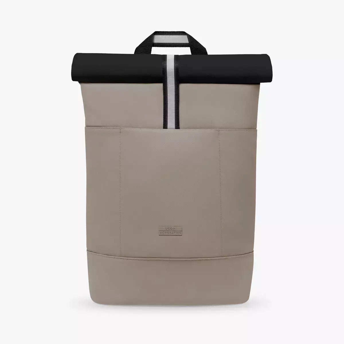 Hajo Aloe Sand Black Backpack with roll-top closure, waterproof design and padded straps.