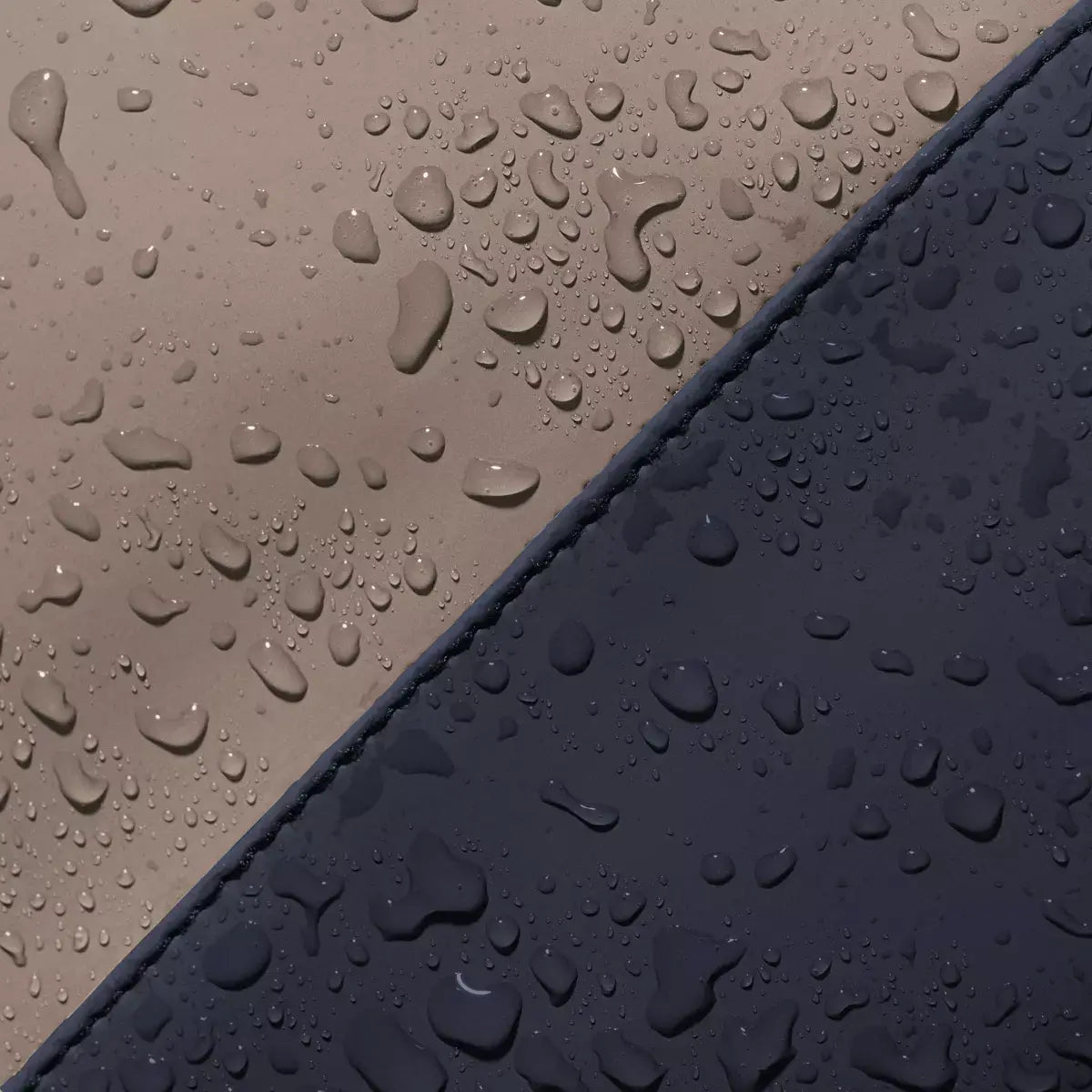 Hajo Lotus Infinity Glacier Grey Dark Sand Backpack waterproof material showcasing water droplets on the surface.