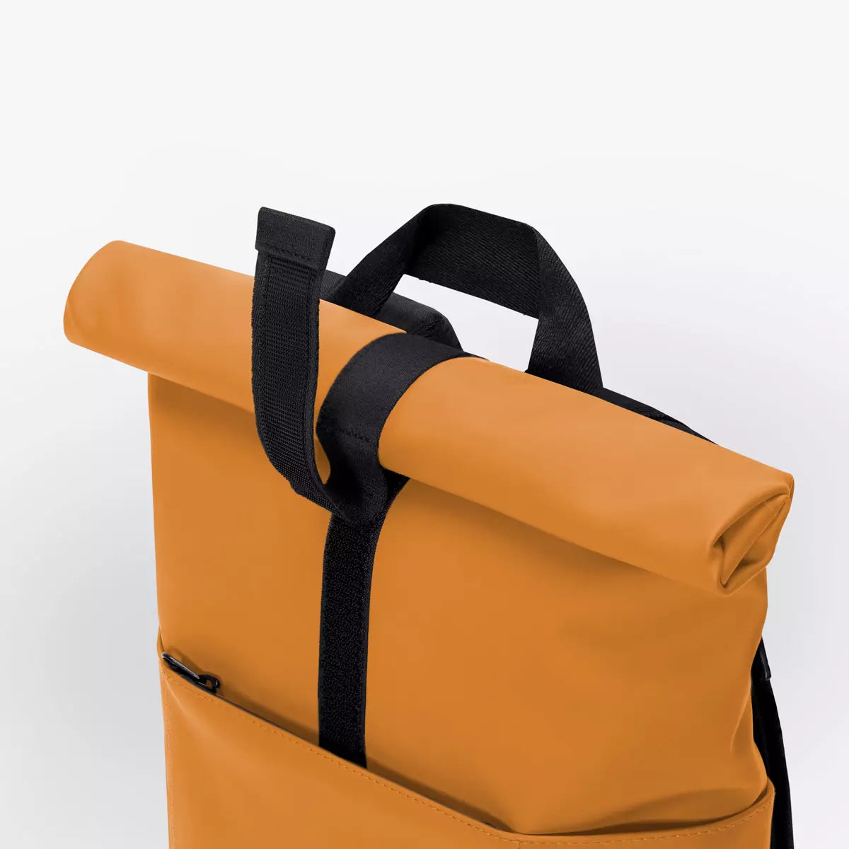 Hajo Lotus Infinity Honey Mustard Backpack showcasing waterproof material and roll-top design.