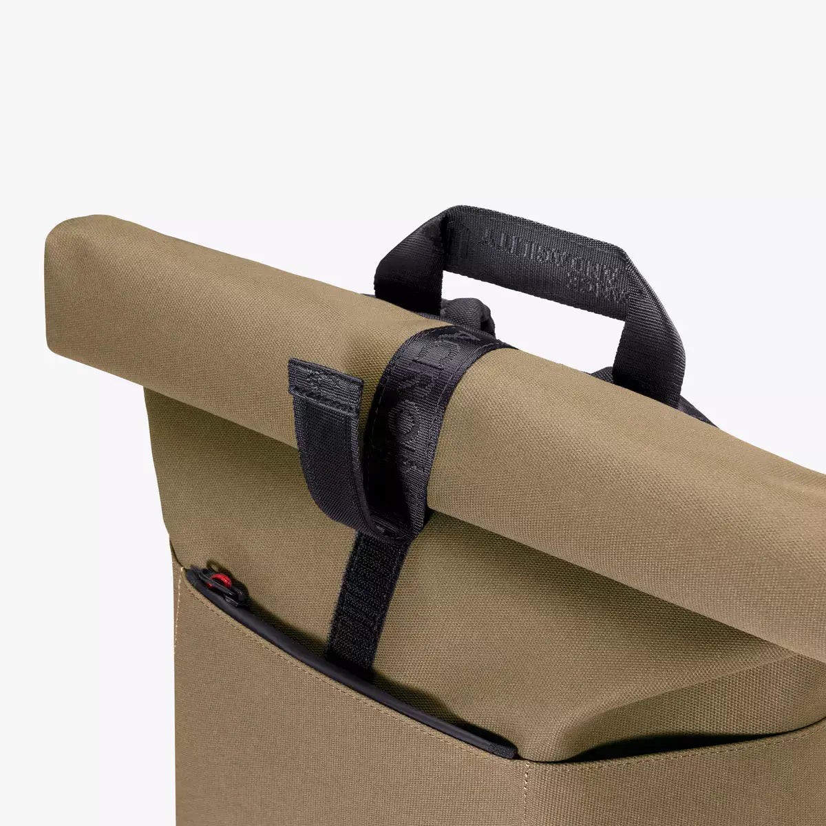 Hajo Phantom Olive Reflective Backpack with roll-top closure and velcro detail.