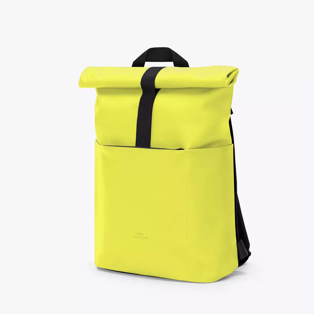 Hajo Mini Lotus Acid Lime Backpack in bright waterproof design with roll-top closure and padded straps.