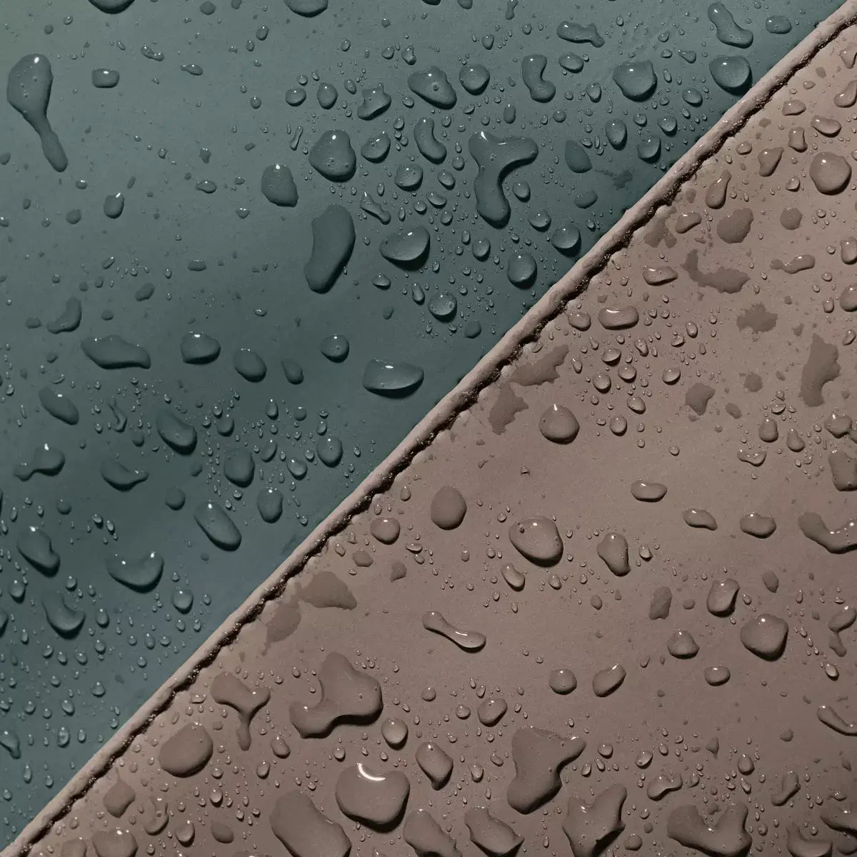 Hajo Mini Lotus Infinity Dark Sand Glacier Grey Backpack waterproof material with drops of water on its surface.