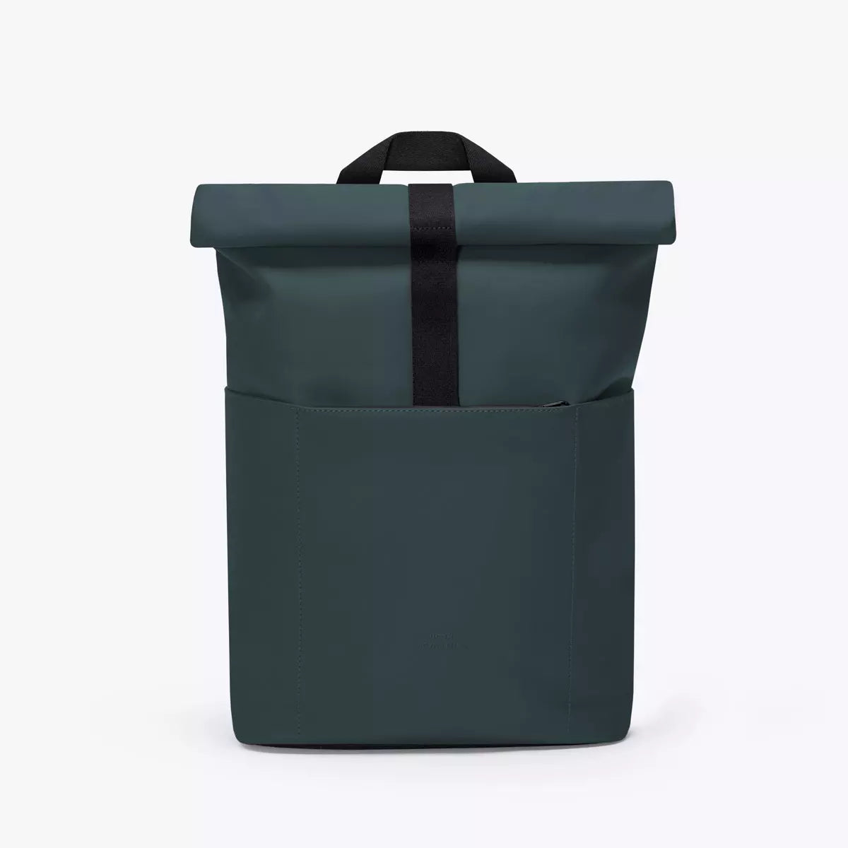 Hajo Mini Lotus Infinity Forest Backpack in dark green, featuring a roll-top design and front pocket.