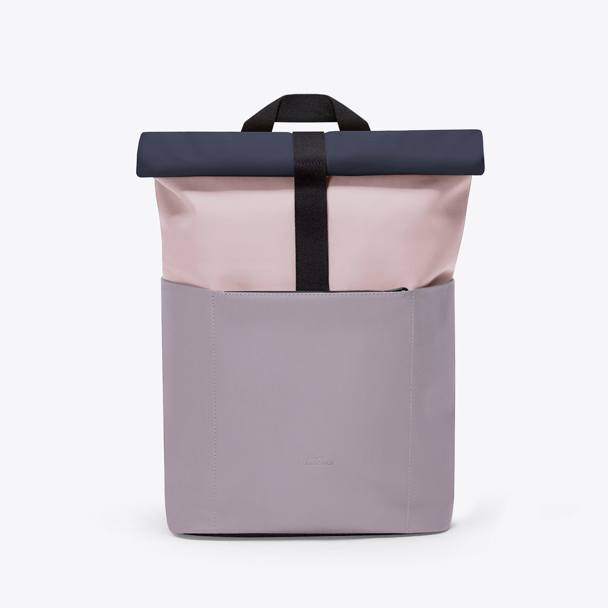 Hajo Mini Lotus Light Rose Dusty Lilac Backpack with roll-top closure and side zipper, waterproof design.