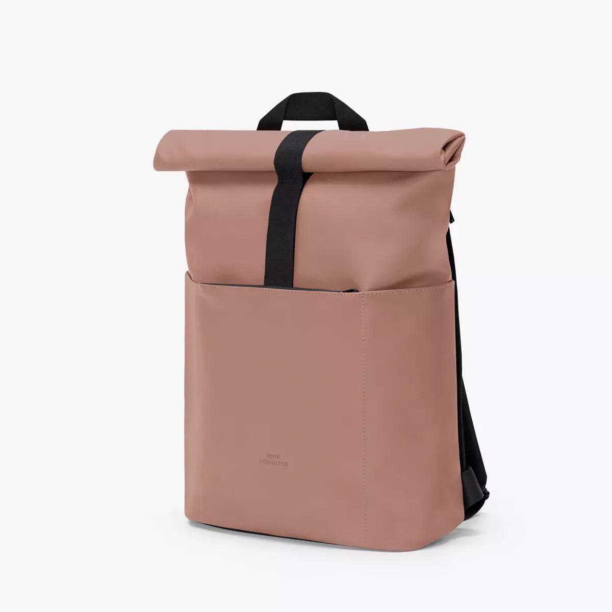 Hajo Mini Lotus Redwood Backpack, waterproof and dirt repellent with roll-top closure and padded straps.
