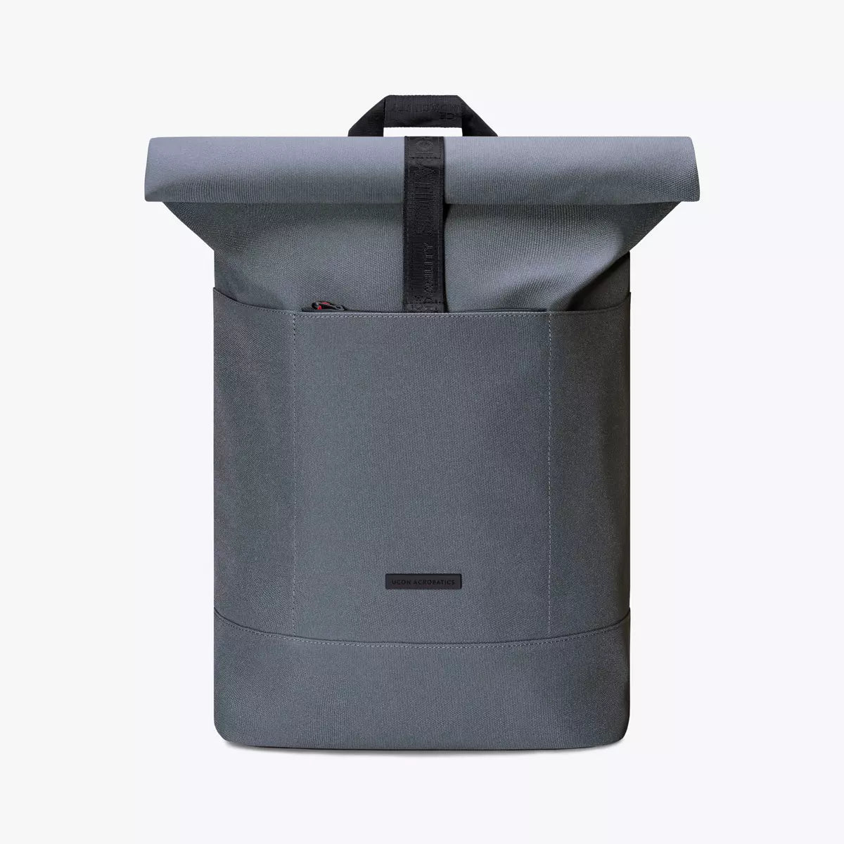 Hajo Phantom Ocean Blue Reflective Backpack showcasing roll-top closure and side zipper features.