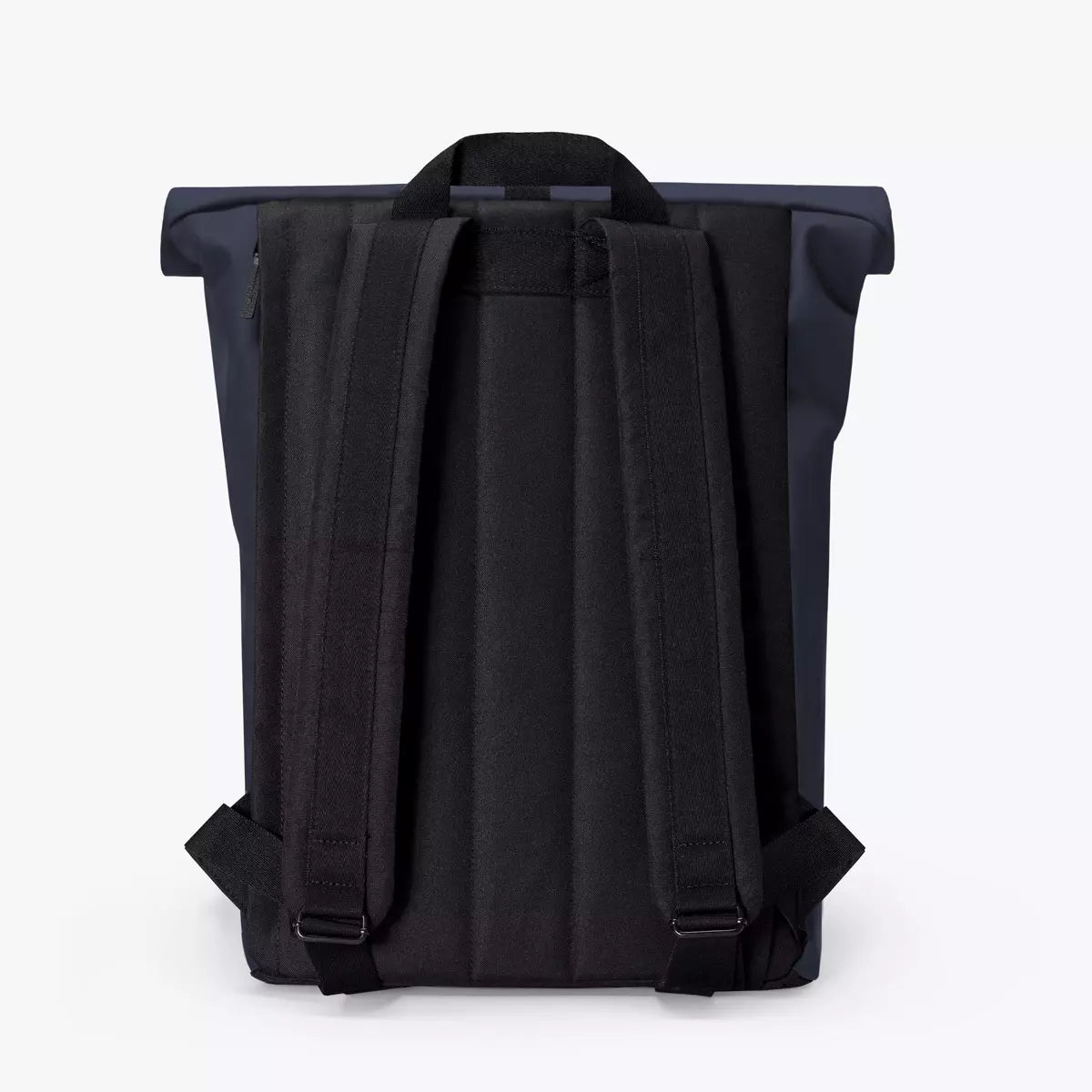 Jannik Medium Lotus Infinity Dark Navy Backpack back view showcasing padded straps and roll-top design.