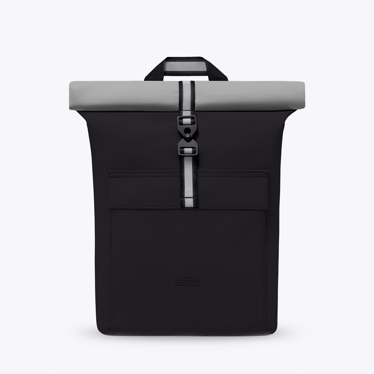 Jasper Mini Aloe Black Backpack with waterproof roll-top closure and reflective bands