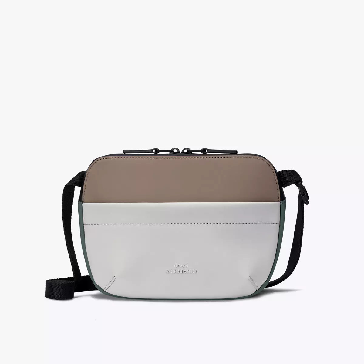 Melvin Medium Lotus Infinity Dark Sand Glacier Grey Bum Bag showing a stylish design with dual color panels.