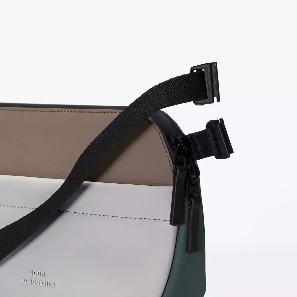 Melvin Medium Lotus Infinity Dark Sand Glacier Grey Bum Bag strap detail showcasing durable materials and design.