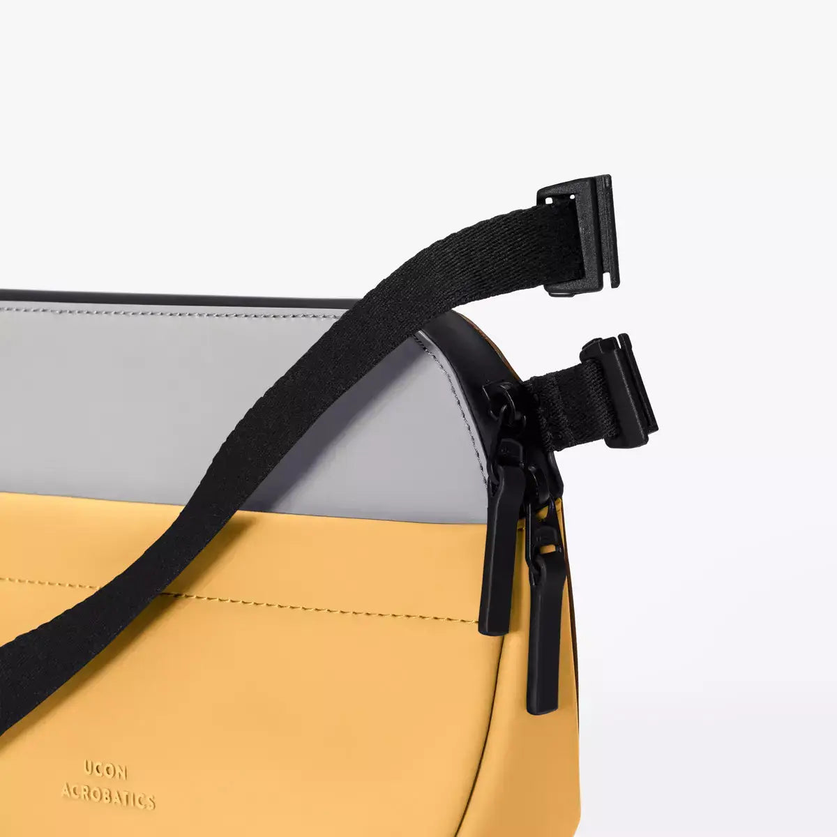 Melvin Medium Lotus Infinity Glacier Grey Lemon Bum Bag showing strap and buckle detail