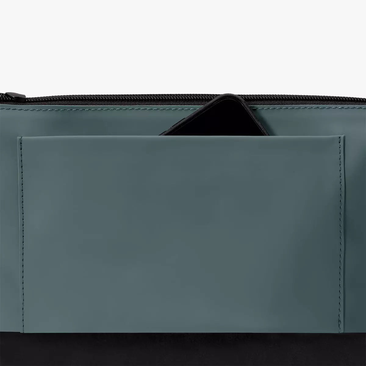 Nola Lotus Pine Green Shoulder Bag showing zipped main compartment and inside pocket.
