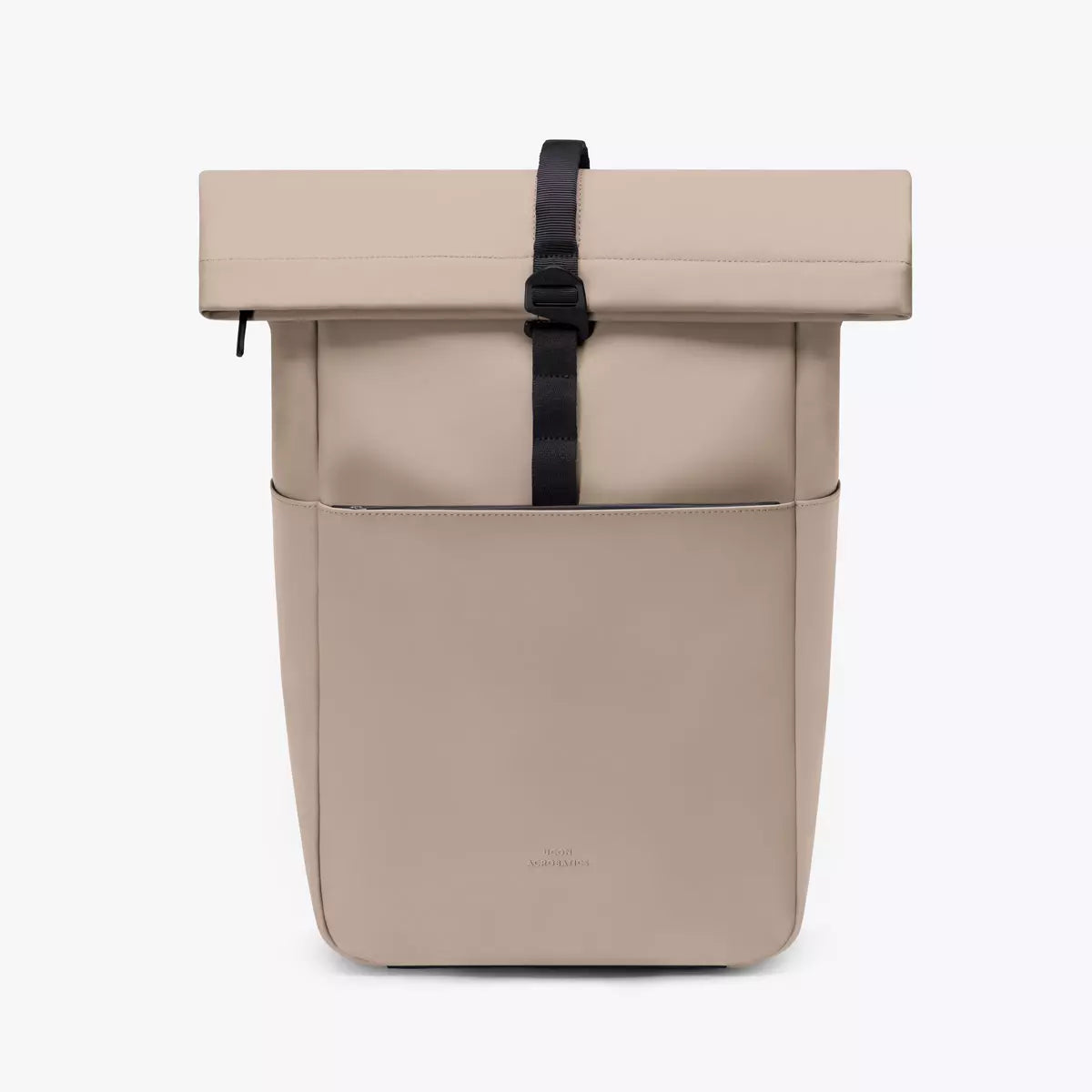 Yuto Medium Lotus Infinity Sand Backpack in stylish beige color with roll-top design.