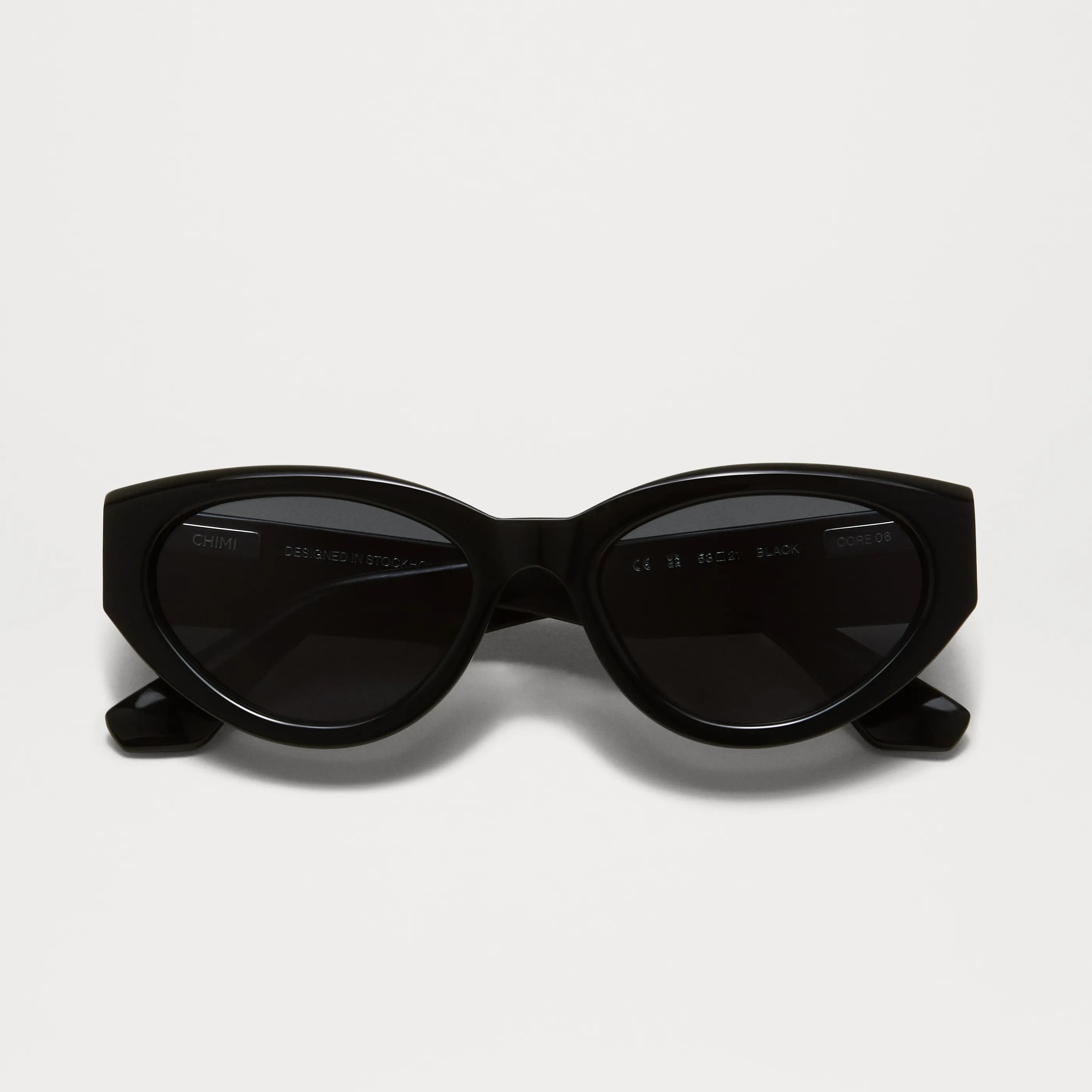 06 Core Black Sunglasses with anti-scratch lenses and UVA/UVB protection, designed for comfort and style.