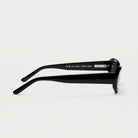 09 Core Black Sunglasses side view showcasing the sleek design and durable Acetate materials.