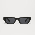 10 Core Black Sunglasses front view with dark lenses, designed for unisex, featuring durable Acetate Renew material.