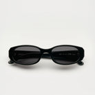 Note Black Sunglasses with anti-scratch lenses, featuring durable Acetate material, ideal for small to medium heads.