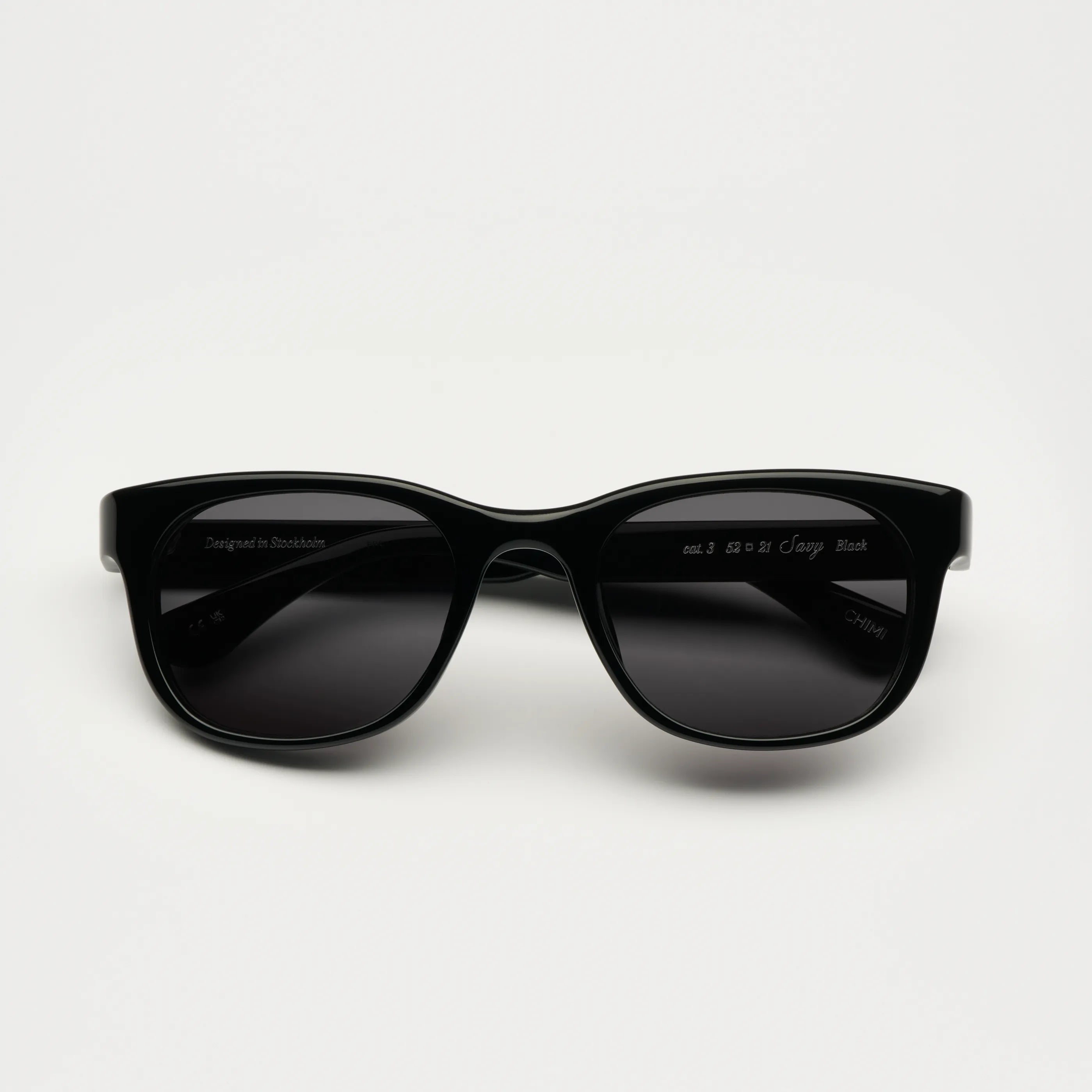 Savy Black Sunglasses front view showcasing stylish design and UV protection features.