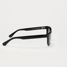 Savy Black Sunglasses side view showcasing sleek design and durable Acetate material.