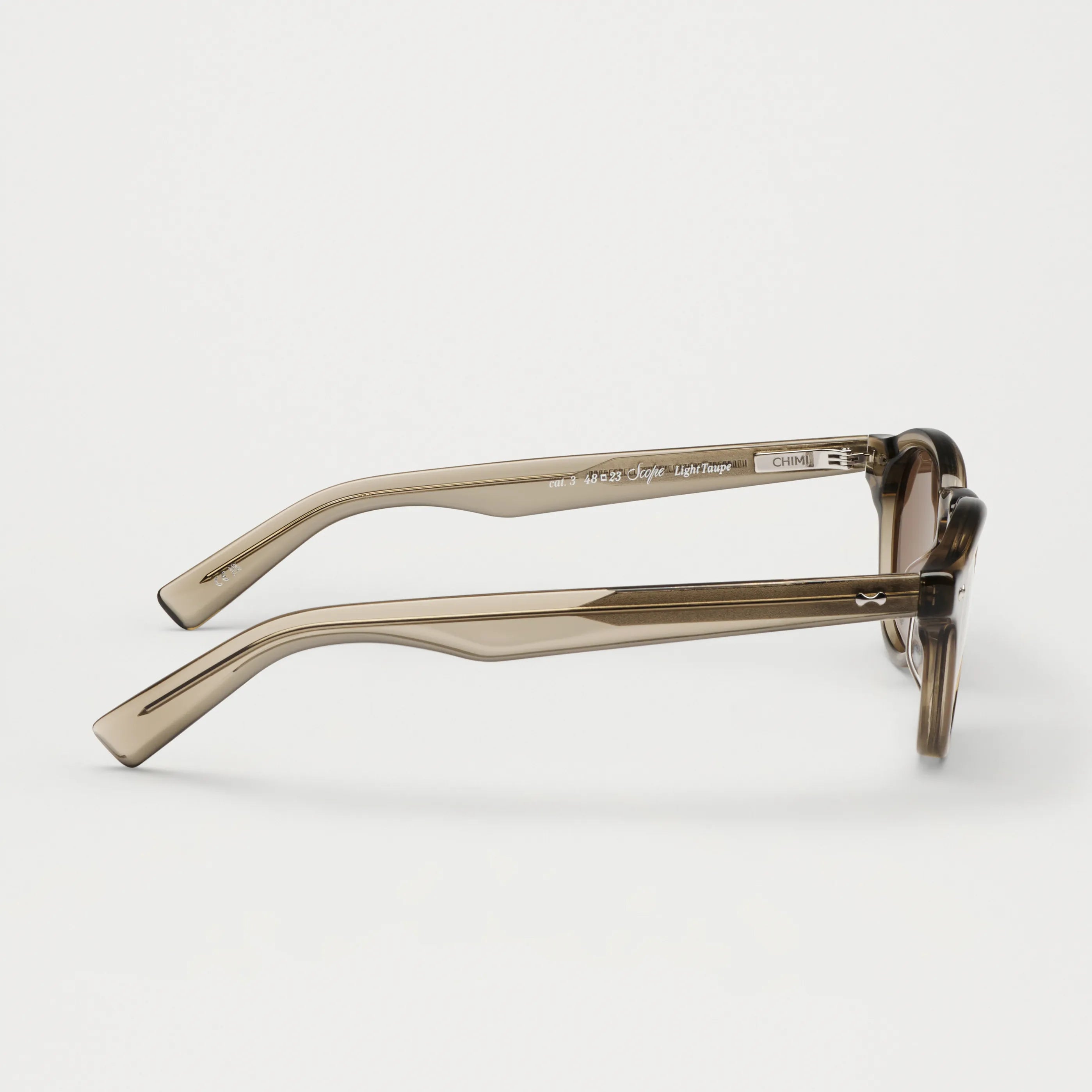 Scope Light Taupe Sunglasses side view showcasing durable Acetate Renew™ frames.