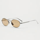 Oval Silver Sunglasses with UV 400 protection, eco-made bio nylon frame, scratch resistant lenses, unisex design.