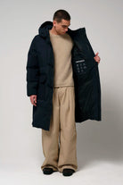 Barack Sky Captain Blue Parka showcased on a model with an open design, demonstrating its waterproof and breathable features.