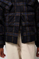 Talon Blue Tartan Check Coat showcasing waterproof and breathable design with plaid pattern.