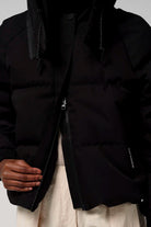 Talon Deep Black Coat with adjustable hood and zip front for versatile style and protection.