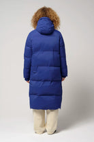 Back view of Tsunami Sodalite Blue Coat, a lightweight waterproof puffer coat in blue.