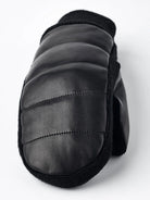 Jeanne Mitt Black Gloves by Hestra, women's leather mittens for autumn and winter, featuring high-quality wool and recycled materials.