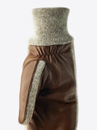 Jeanne Mitt Light Brown Gloves by Hestra showcasing supple hairsheep leather and wool cuffs, ideal for chilly seasons.