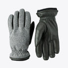 Wilhelm Grey Gloves by Hestra featuring herringbone pattern and elk leather for warmth and durability.