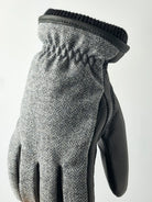 Wilhelm Grey Gloves by Hestra, men's winter gloves made of elk leather and herringbone wool fabric, warm and stylish.