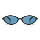 Doris Black Sunglasses with blue lenses and eco-friendly bio nylon frame, UV 400 protection, unisex design.