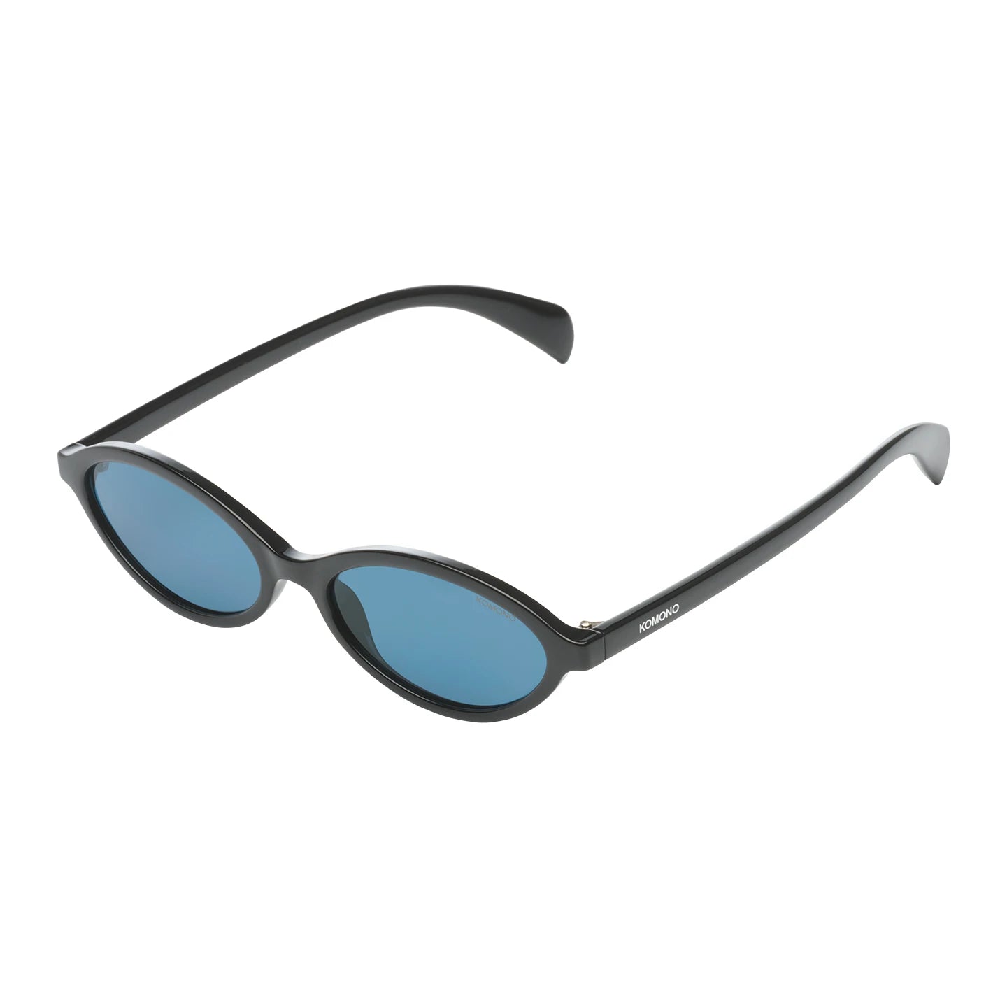 Doris Black Sunglasses with blue lenses, unisex UV 400 protection, eco-made bio nylon frame, scratch resistant.