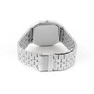 Back view of the Max Flower Silver Moon Blue Watch with stainless steel strap and case.