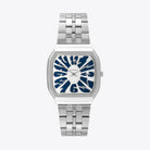Max Flower Silver Moon Blue Watch with stainless steel strap and unique blue dial design, unisex style.