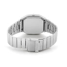 Max Late Silver Moon Watch showing a stainless steel wristband and sleek back design.